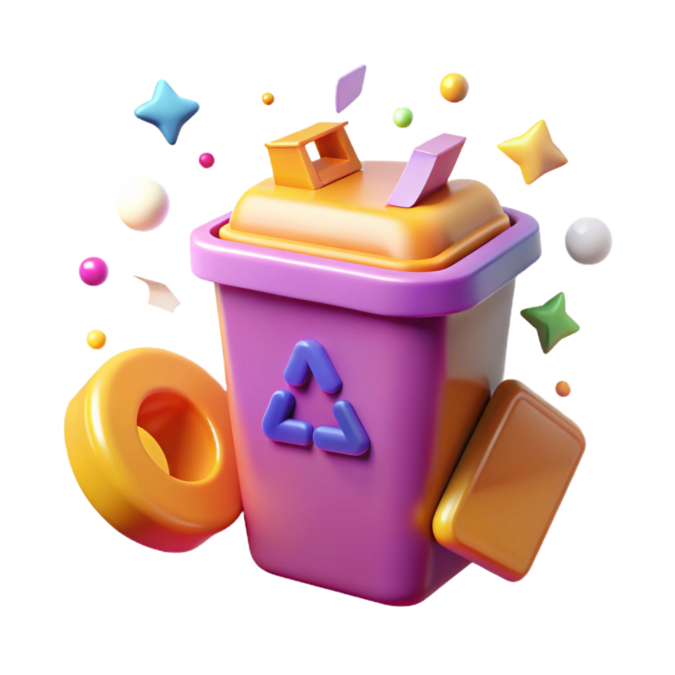 impressive traditional Recycling Bin Icon Set Colorful Isolated on White professional png