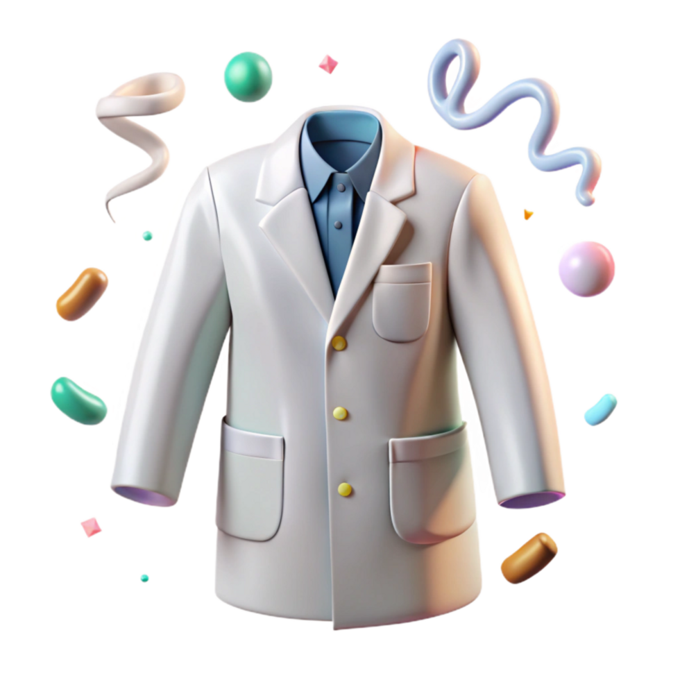 elegant abstract Lab Coat Illustration White Cotton Isolated premium png