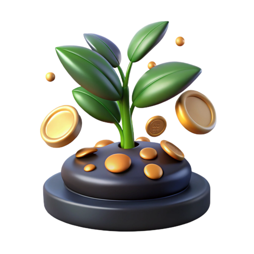 beautiful abstract Plant Growing From Pile of Coins Cutout exclusive png