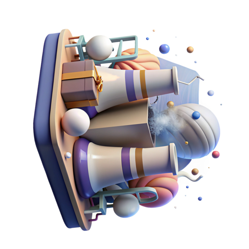beautiful abstract Power Plant Element with Cooling Towers detailed png
