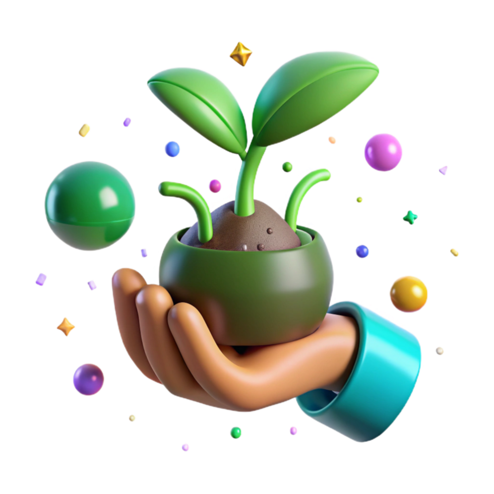 extraordinary vintage Green Thumb Holding Sprouting Seed Cutout genuine png