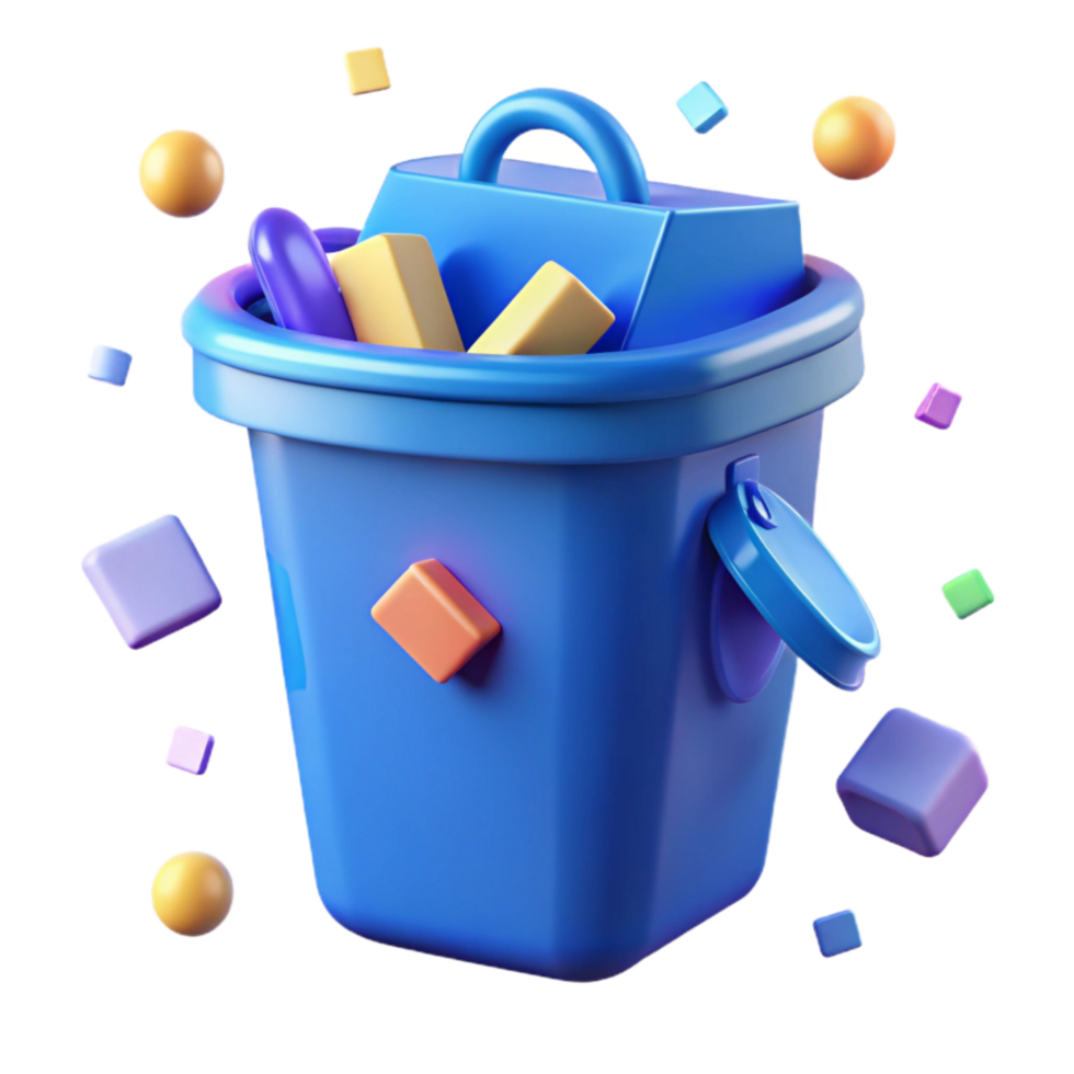 extraordinary classic Recycling Bin Blue Color Isolated Cutout high resolution png