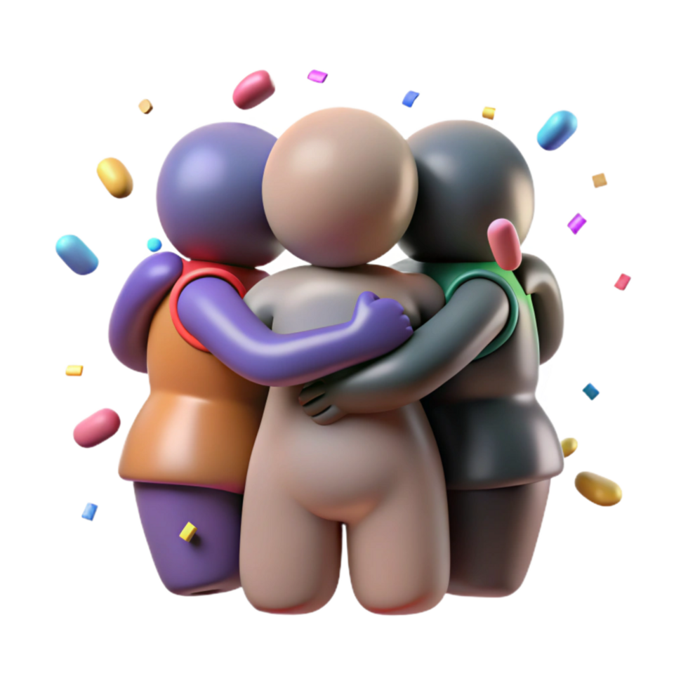 wonderful rustic Group Hugging Silhouette Unity Symbol Isolated professional png