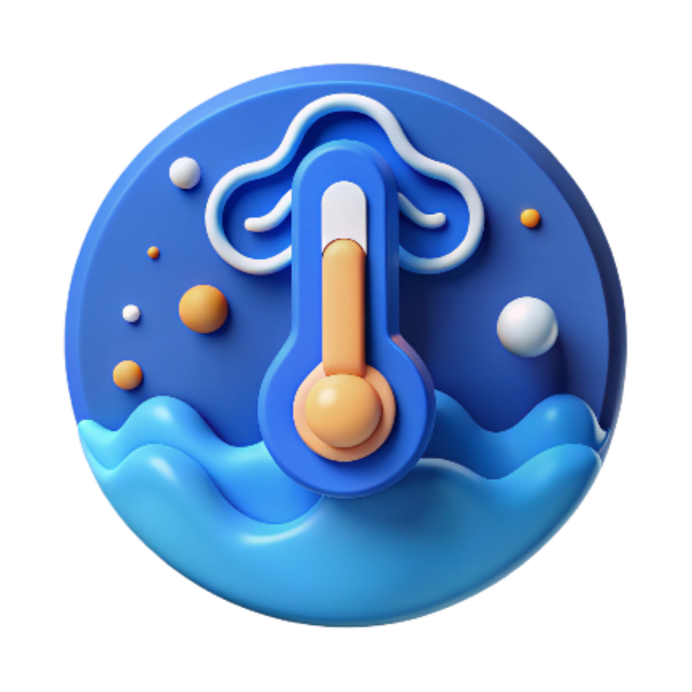 serene rustic Ocean Temperature Regulation Icon Blue Isolated Cutout png