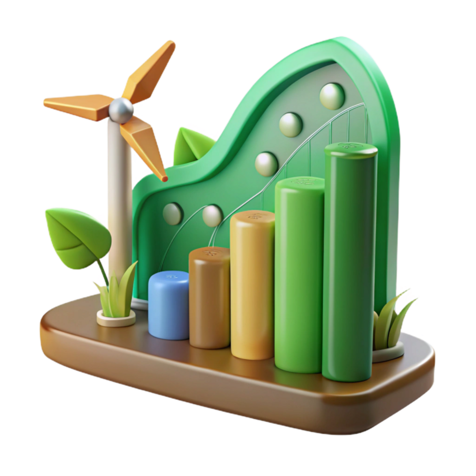 beautiful abstract Renewable Energy Growth Chart Isolated on Transparent Background detailed png