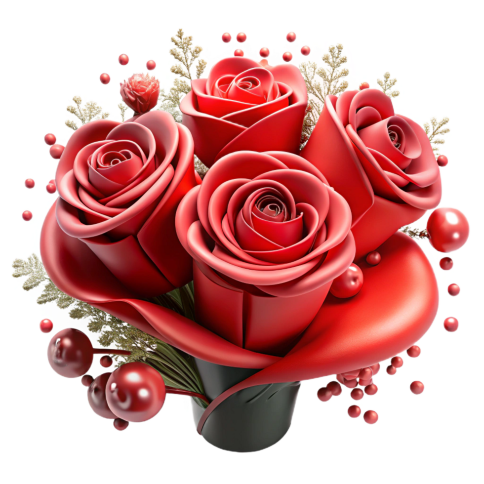 beautiful abstract Red Rose Bouquet with Baby's Breath Cutout high quality png