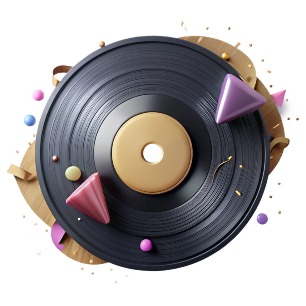 beautiful abstract Retro Vinyl Record with Blank Label Isolated detailed png