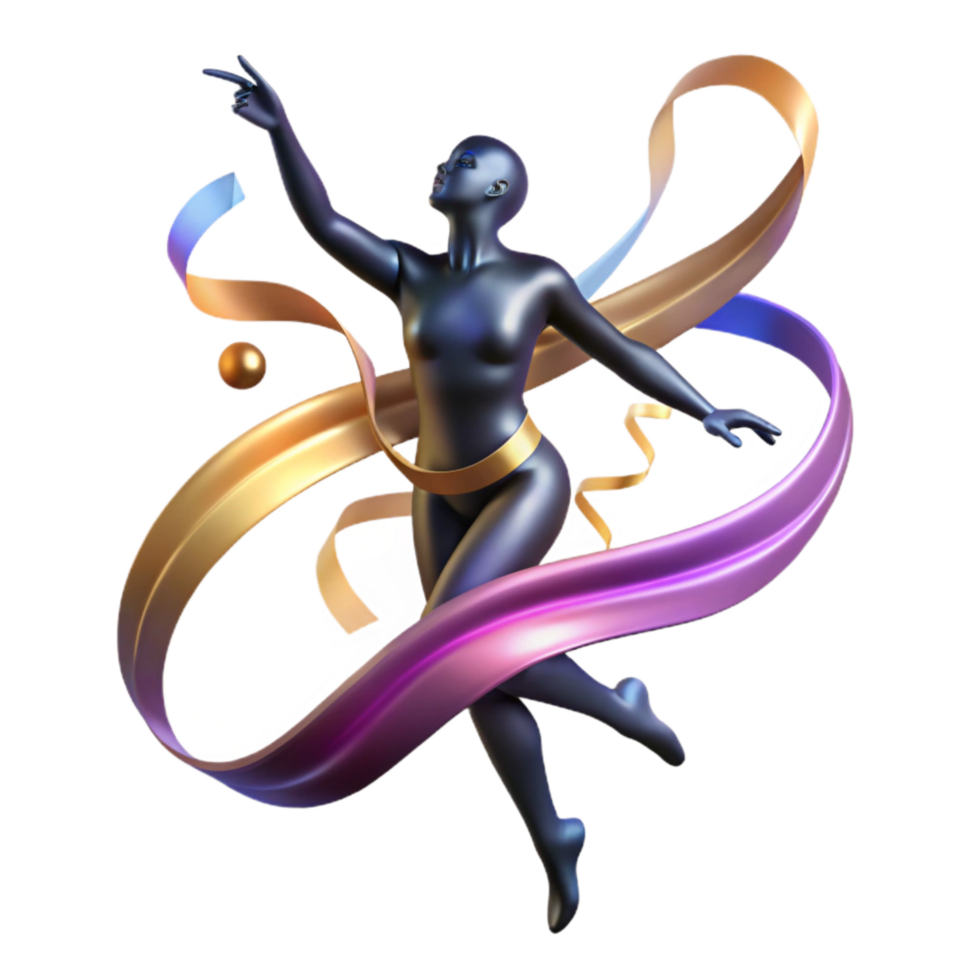 beautiful abstract Ribbon Dancer Flowing Ribbon Silhouette original png