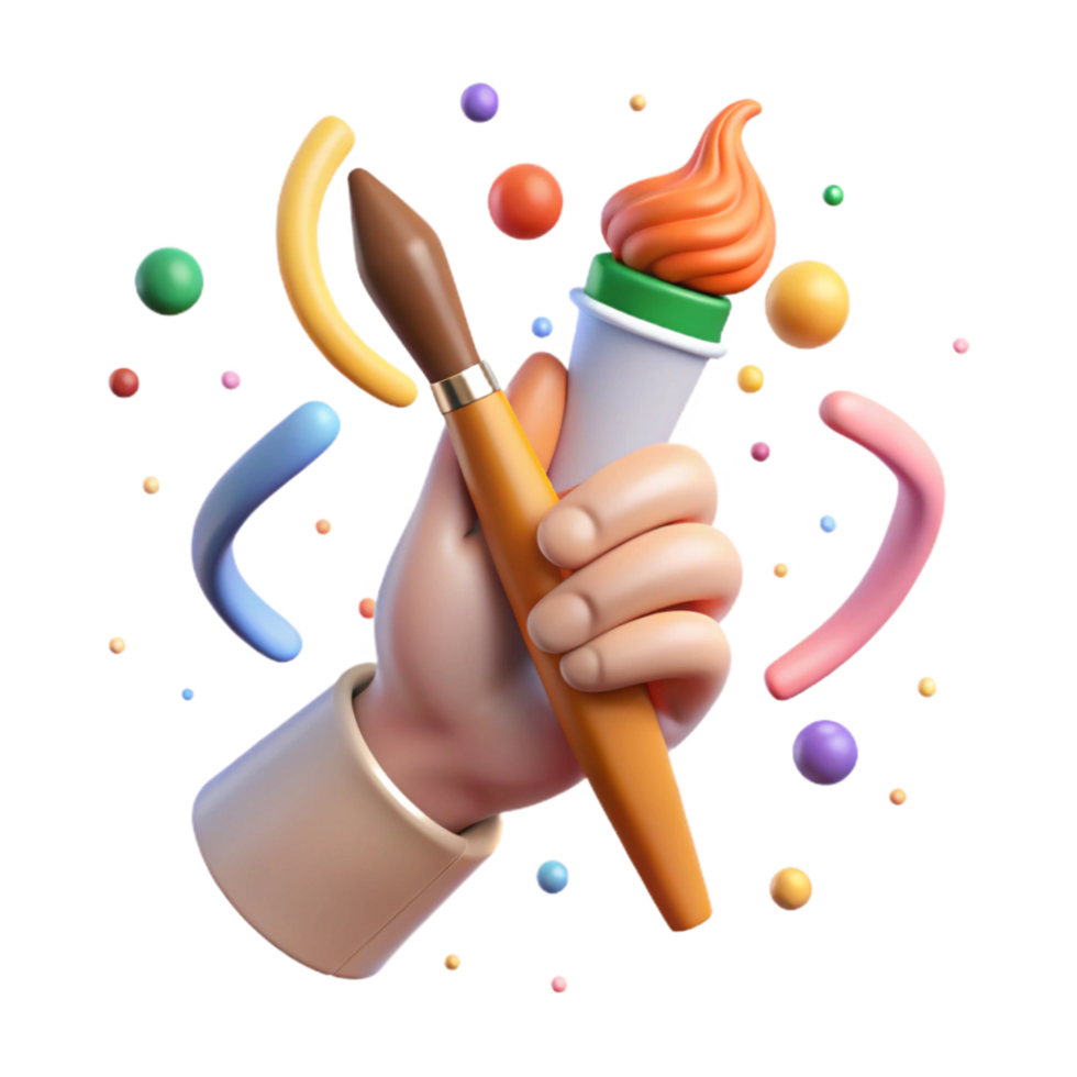 stunning contemporary Hand Holding Paintbrush Isolated Element high quality png
