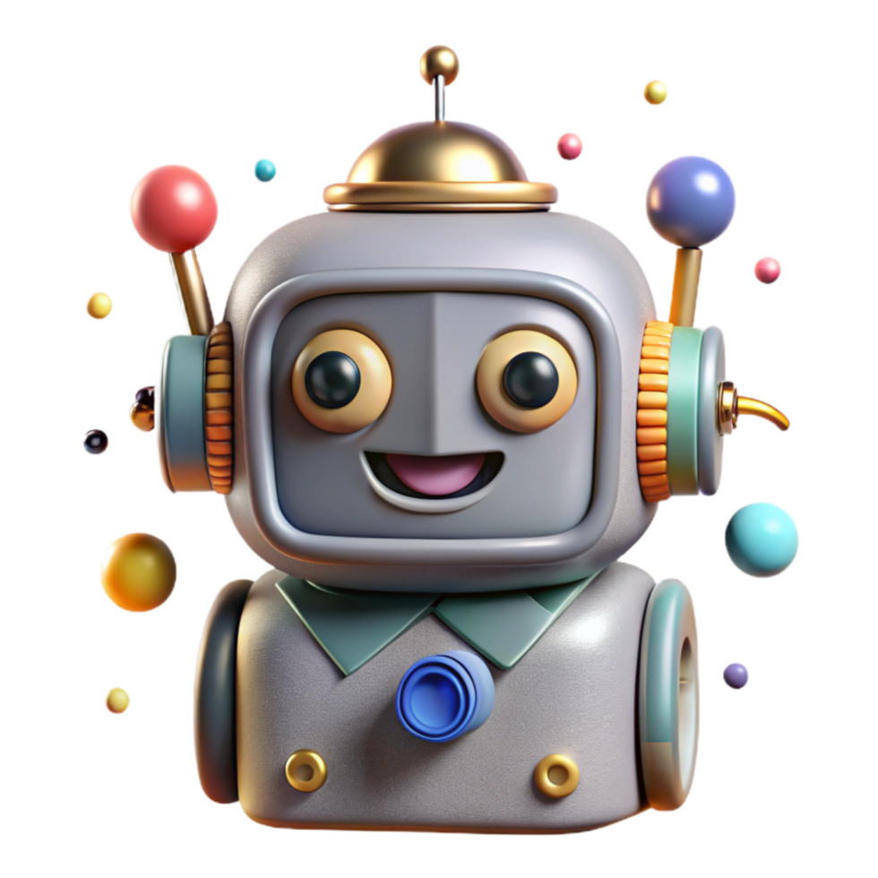 beautiful abstract Robot Head with Antennae in Front View Cutout 4K png