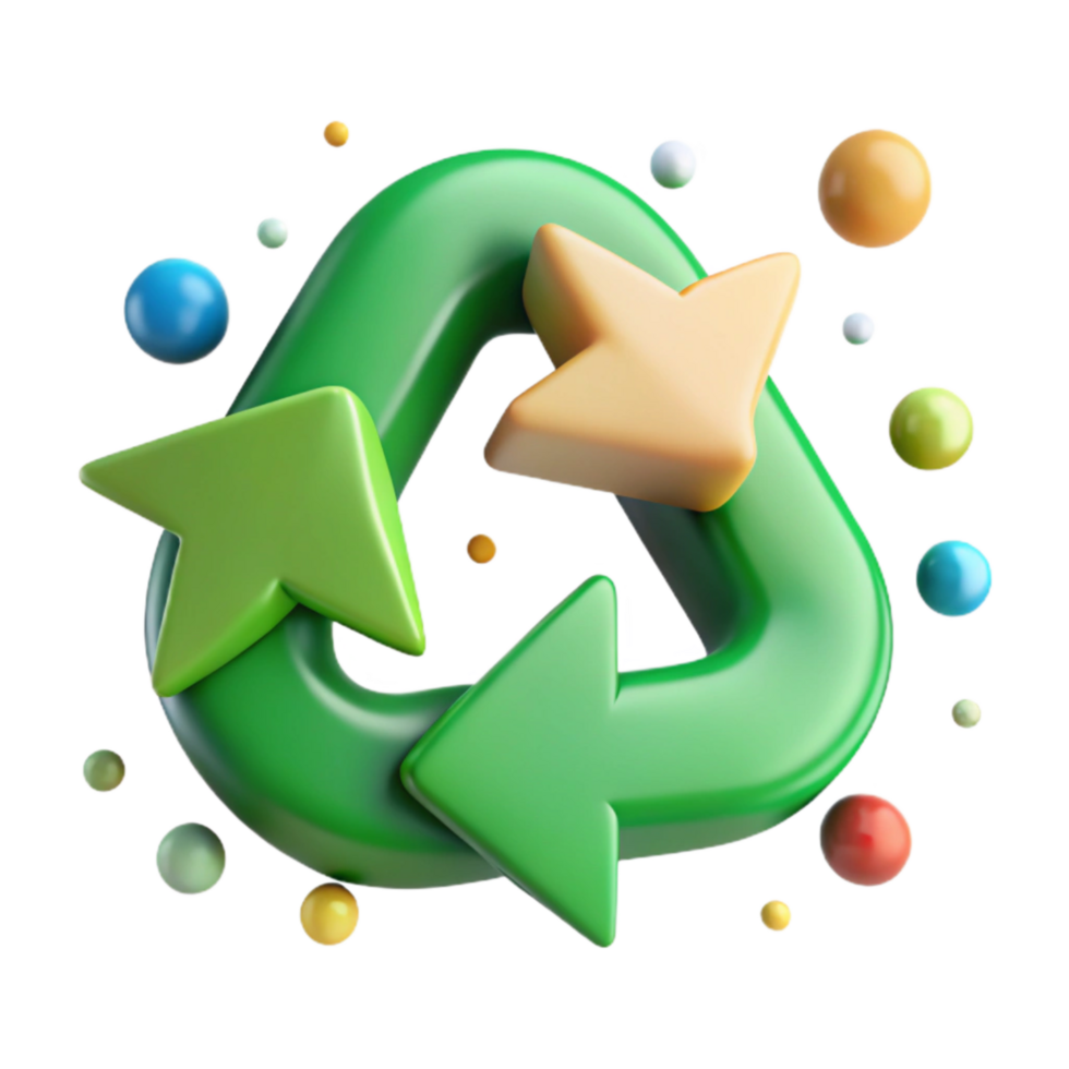 elegant modern Recycling Symbol Arrows Green Transparent Background authentic png