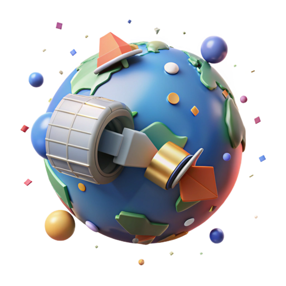 beautiful abstract Satellite Orbiting Earth Path Visible Transparent original png