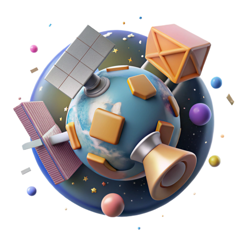 beautiful abstract Satellite Orbiting Earth Transparent Background premium png