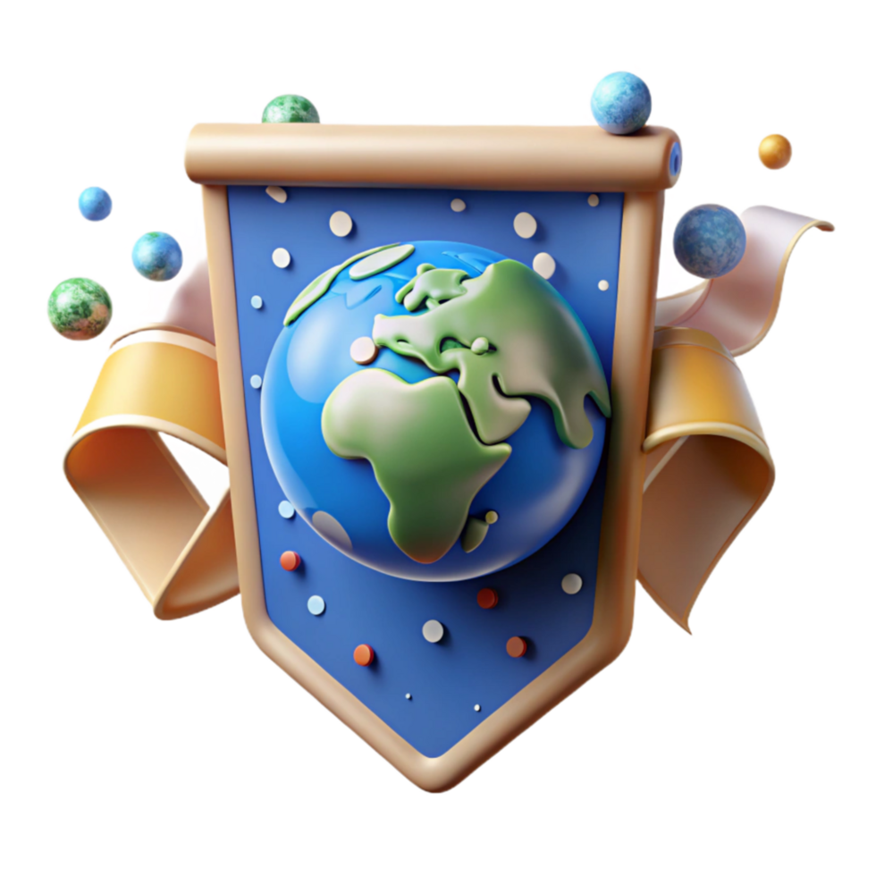 beautiful abstract Save the Planet Banner with Earth Icon Isolated 4K png