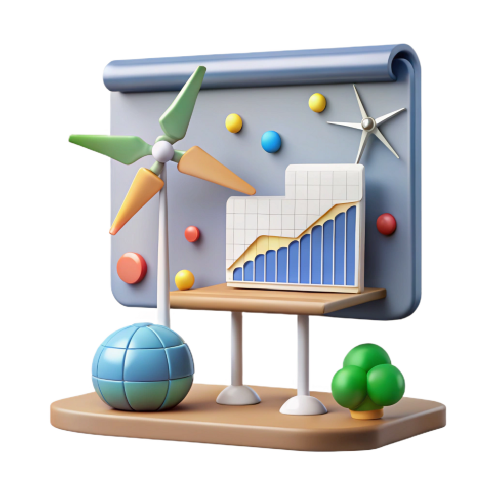 dramatic rustic Renewable Energy Presentation Slide Cutout with Graph Detail png