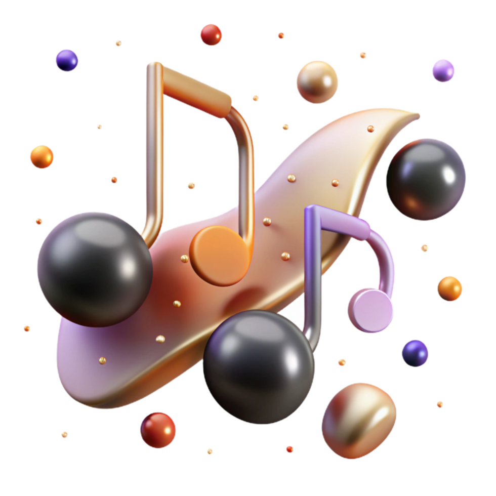 elegant minimalist Music Notes Floating Isolated on Transparent Background premium png