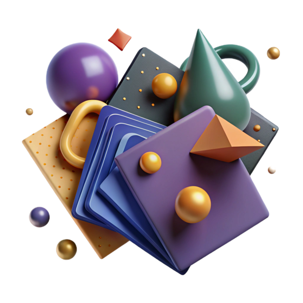 beautiful abstract Shapes and Colors Flashcards for Kids Isolated premium png