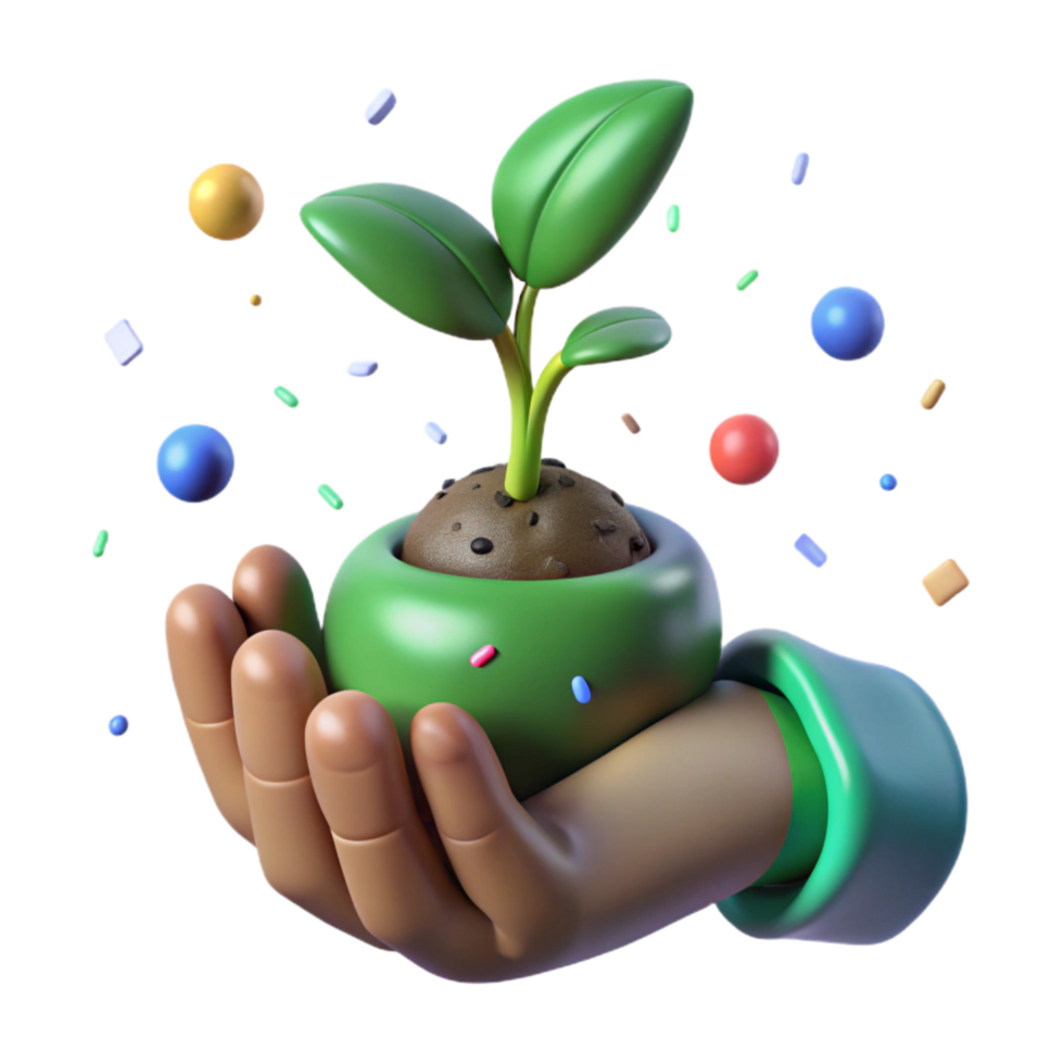 dramatic modern Green Thumb Holding Sprouting Seed Cutout original png
