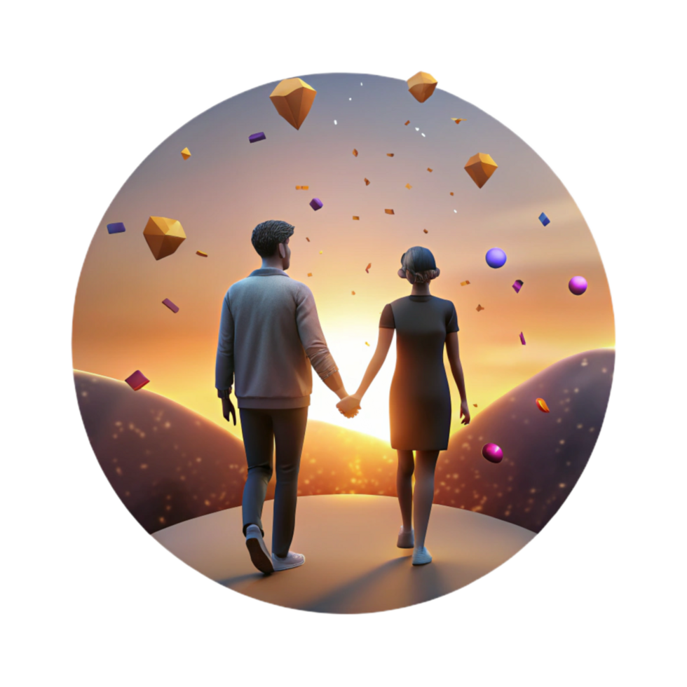 beautiful abstract Silhouette Couple Holding Hands Cutout Transparent Background authentic png
