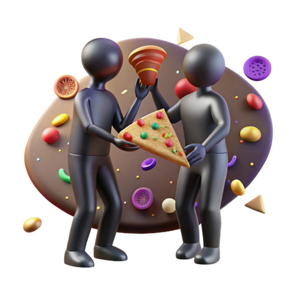 beautiful abstract Silhouette Couple Sharing Pizza Transparent Dinner Date genuine png