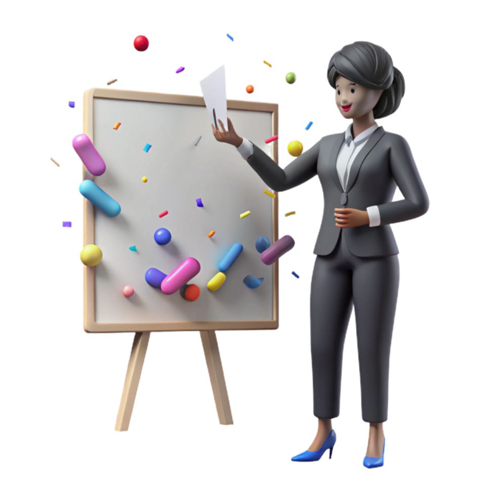 beautiful rustic Silhouette of Businesswoman Giving a Presentation Transparent Background exclusive png