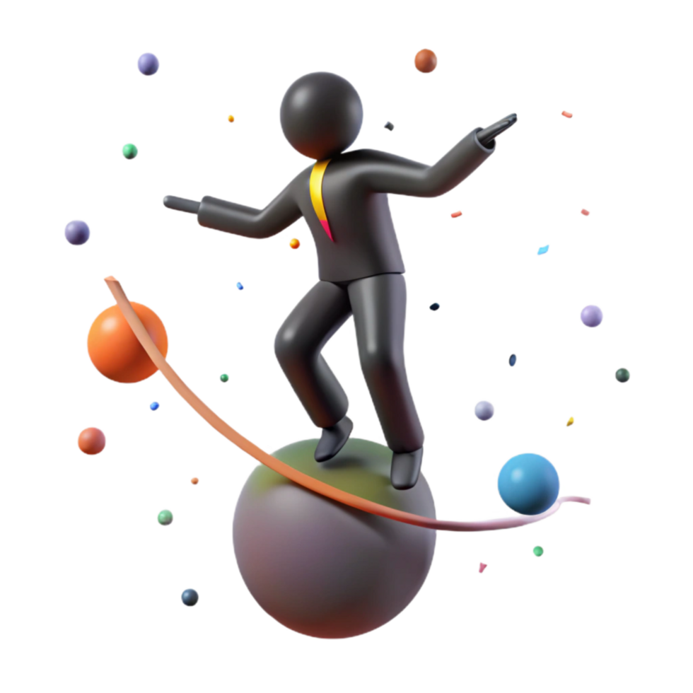 beautiful rustic Silhouette of Person Balancing on Tightrope Isolated professional png