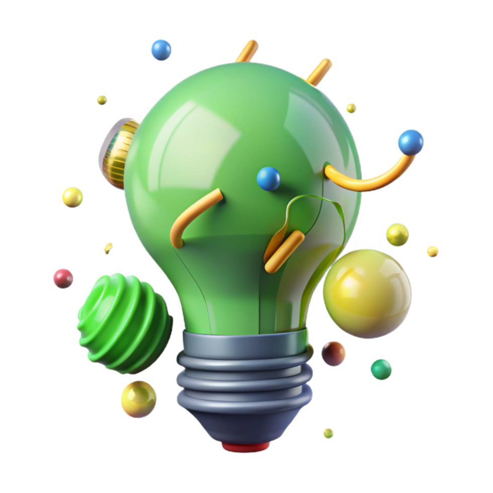 wonderful artistic Green Energy Lightbulb Cutout premium png