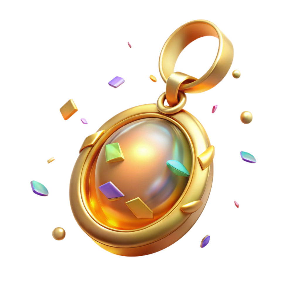 beautiful modern Golden Pendant with Opal Inlay Isolated on a Transparent Background exclusive png