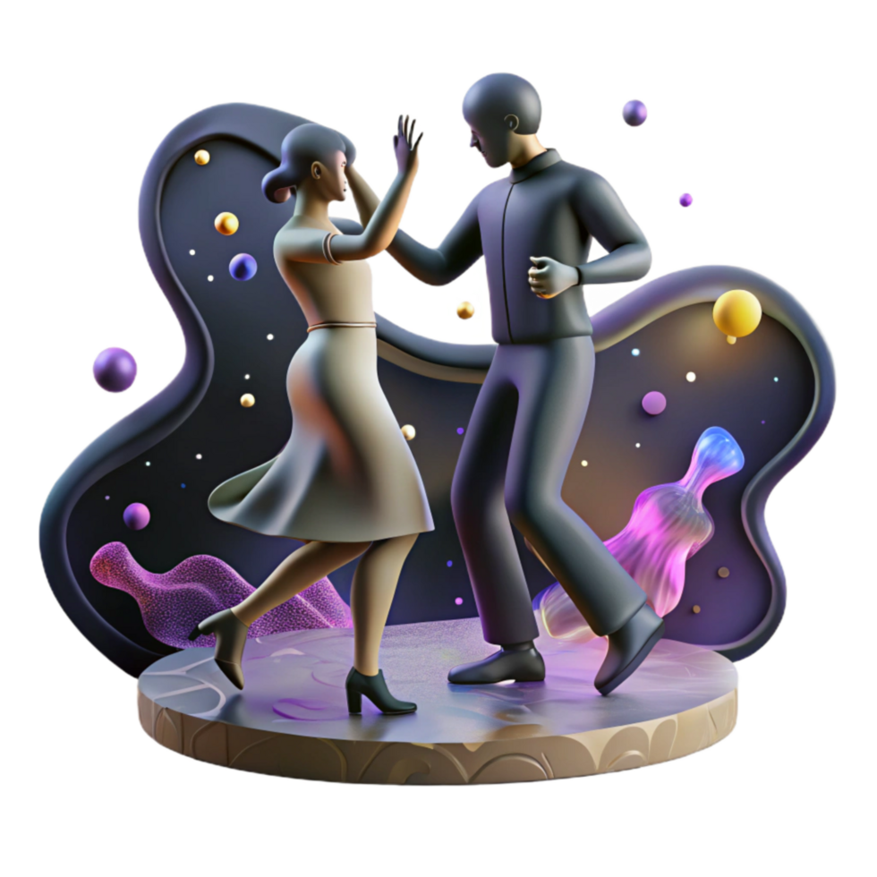 beautiful rustic Silhouette of Dancing Couple Cutout with Dynamic Pose authentic png