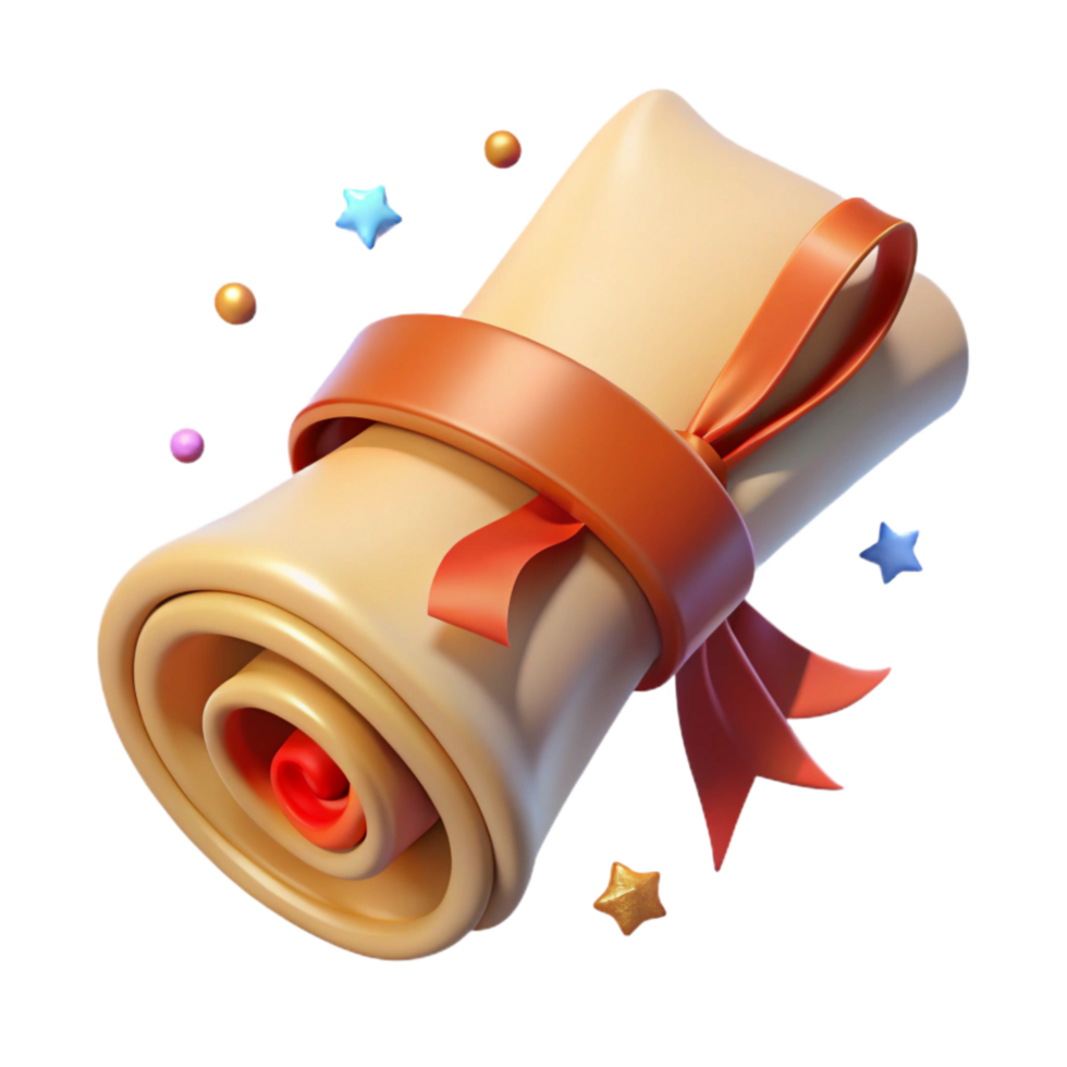 impressive traditional Old Parchment Scroll Tied with Ribbon Isolated Cutout png