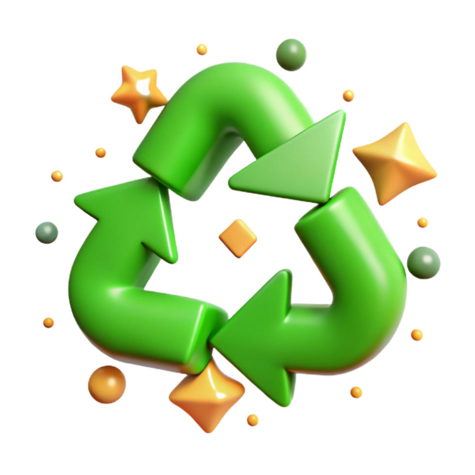 beautiful creative Recycling Symbol Green Icon Cutout on Transparent Background high resolution png