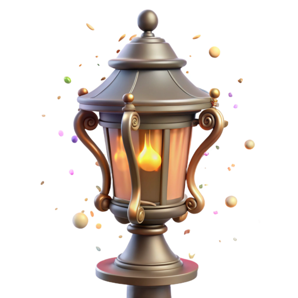 serene artistic Historical Streetlamp Transparent Background with Gaslight Design exclusive png