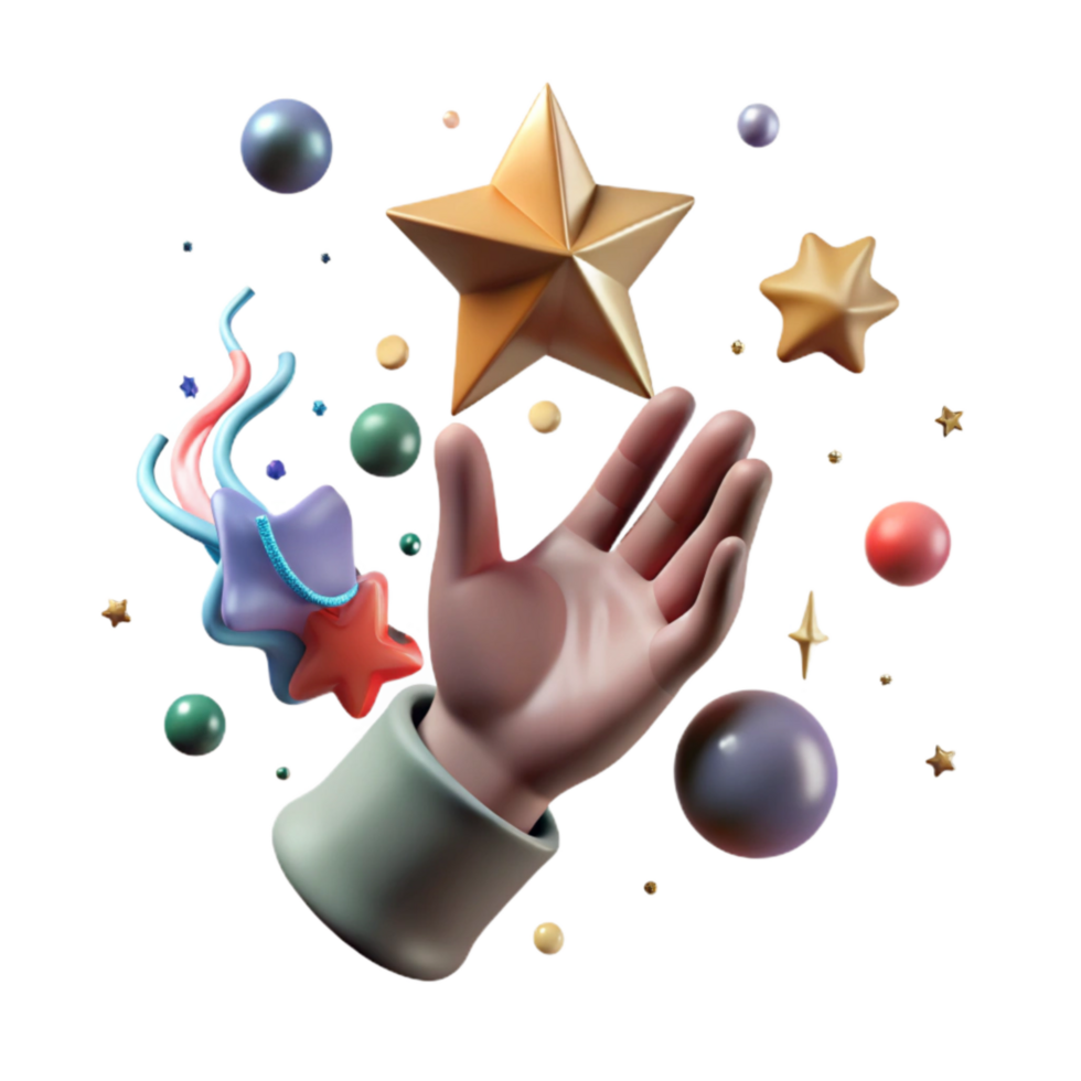 beautiful traditional Hand Reaching for Stars Silhouette with Transparent Background premium png