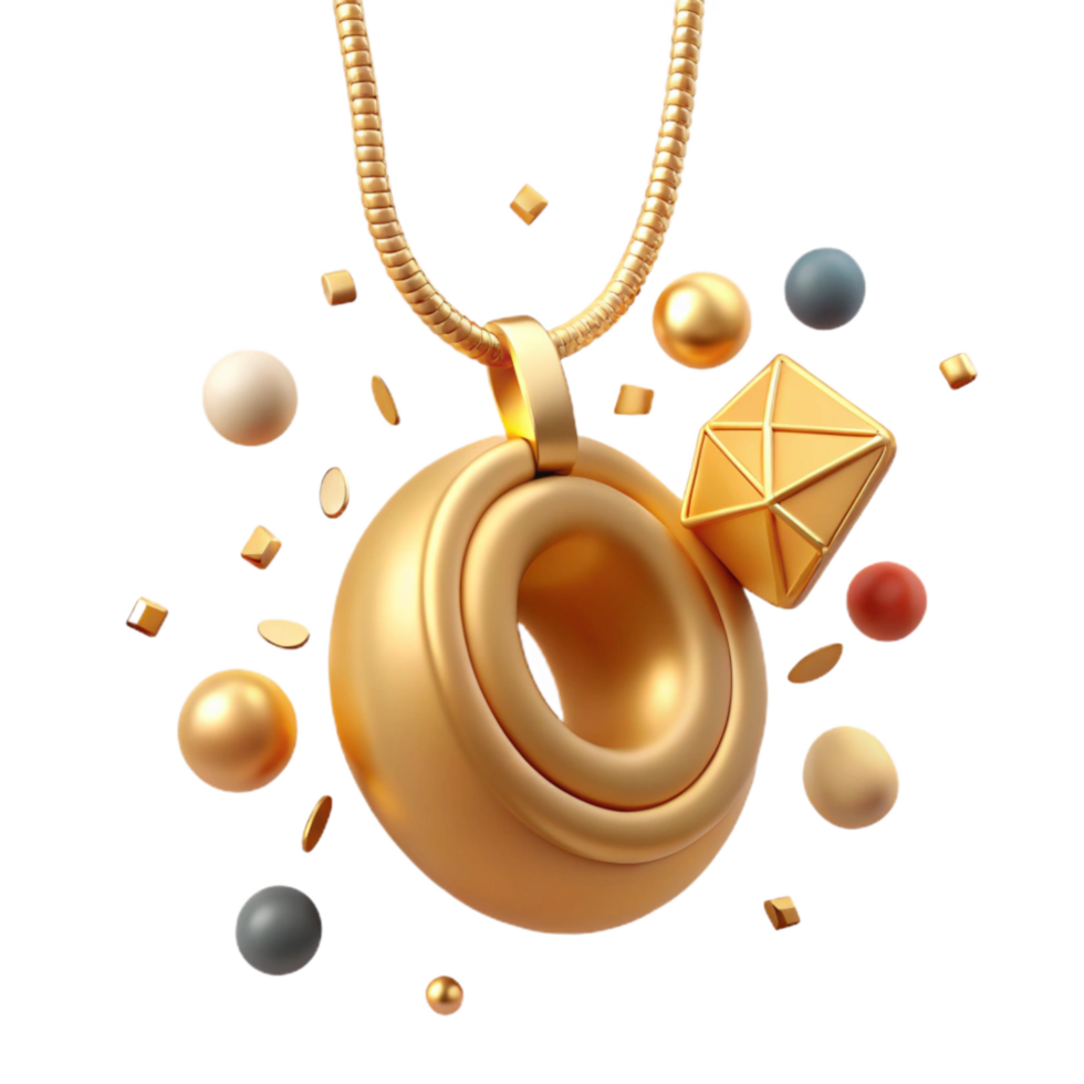 extraordinary vintage Gold Necklace with Pendant Detail Cutout premium png