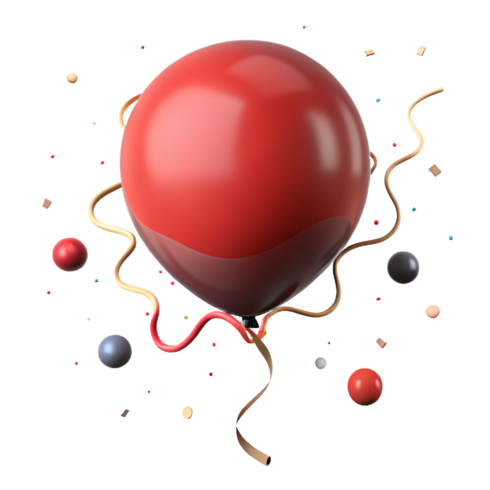 beautiful rustic Single Red Balloon Isolated on Transparent Background 4K png