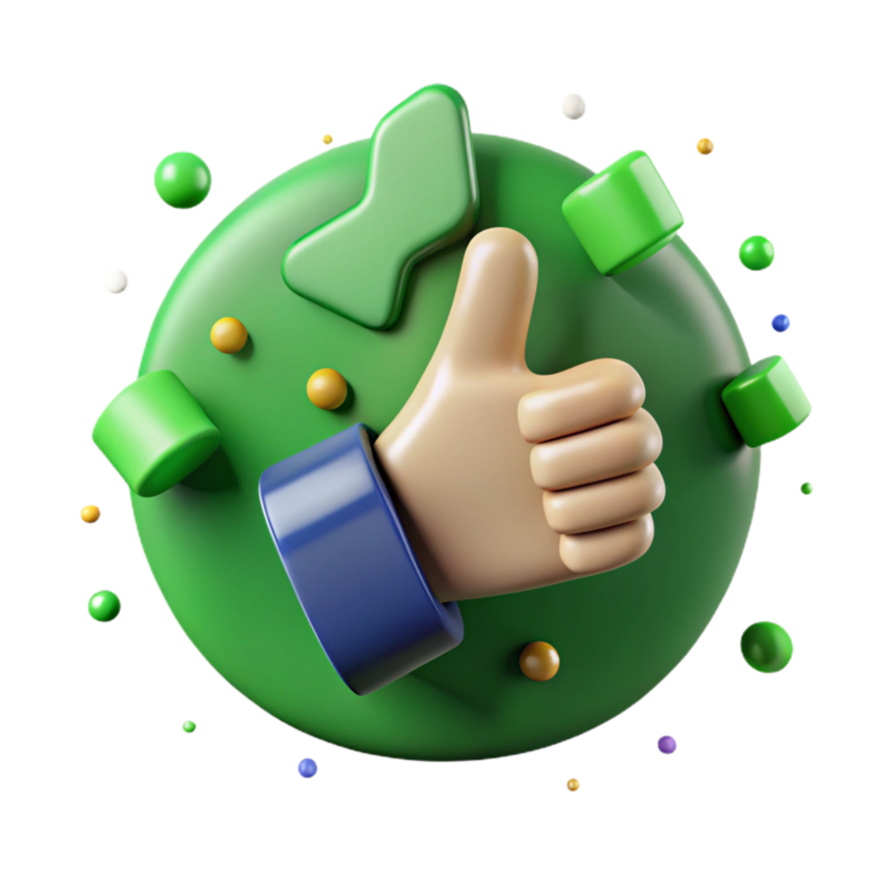 dramatic contemporary Green Thumb Up Icon Transparent Background with White Outline genuine png