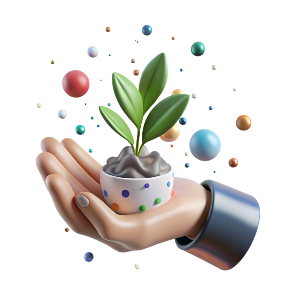 magnificent abstract Open Hand Holding Small Plant Transparent Background detailed png