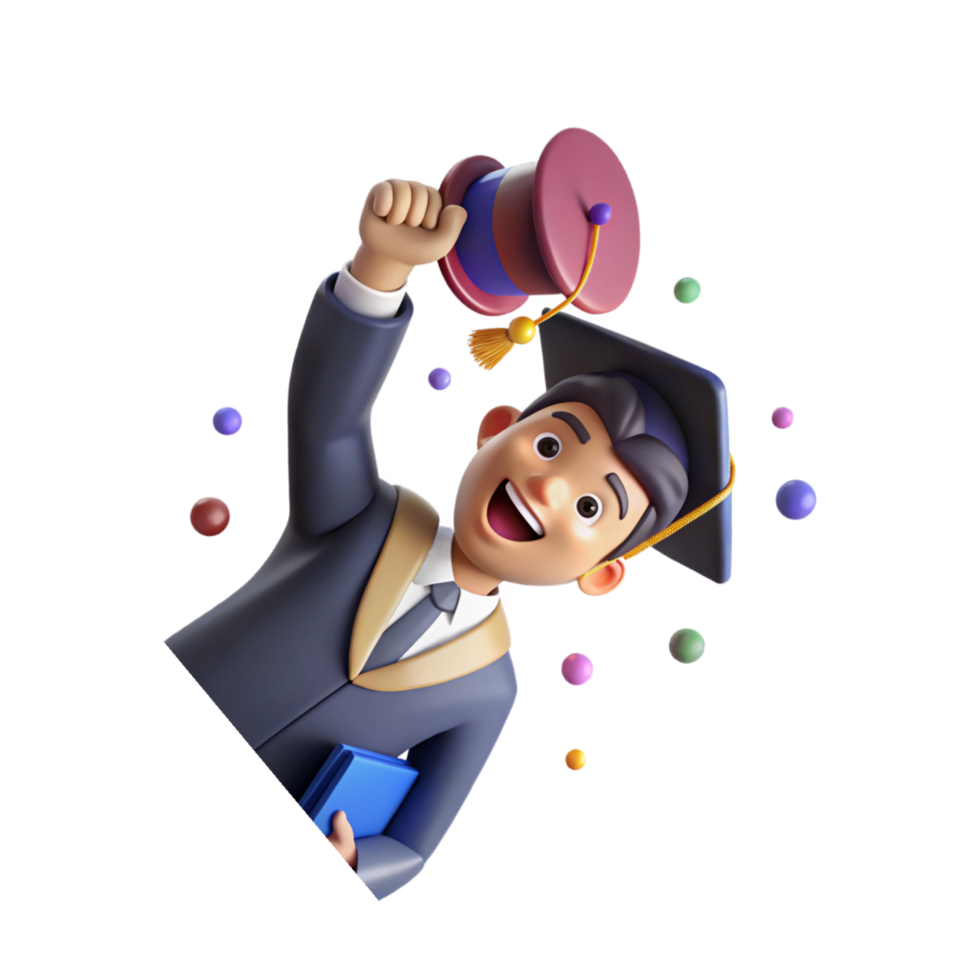 beautiful rustic Smiling Graduate Cap Throwing Isolated detailed png