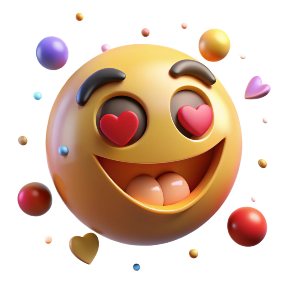 beautiful rustic Smiling Emoticon with Heart Eyes Transparent Background exclusive png