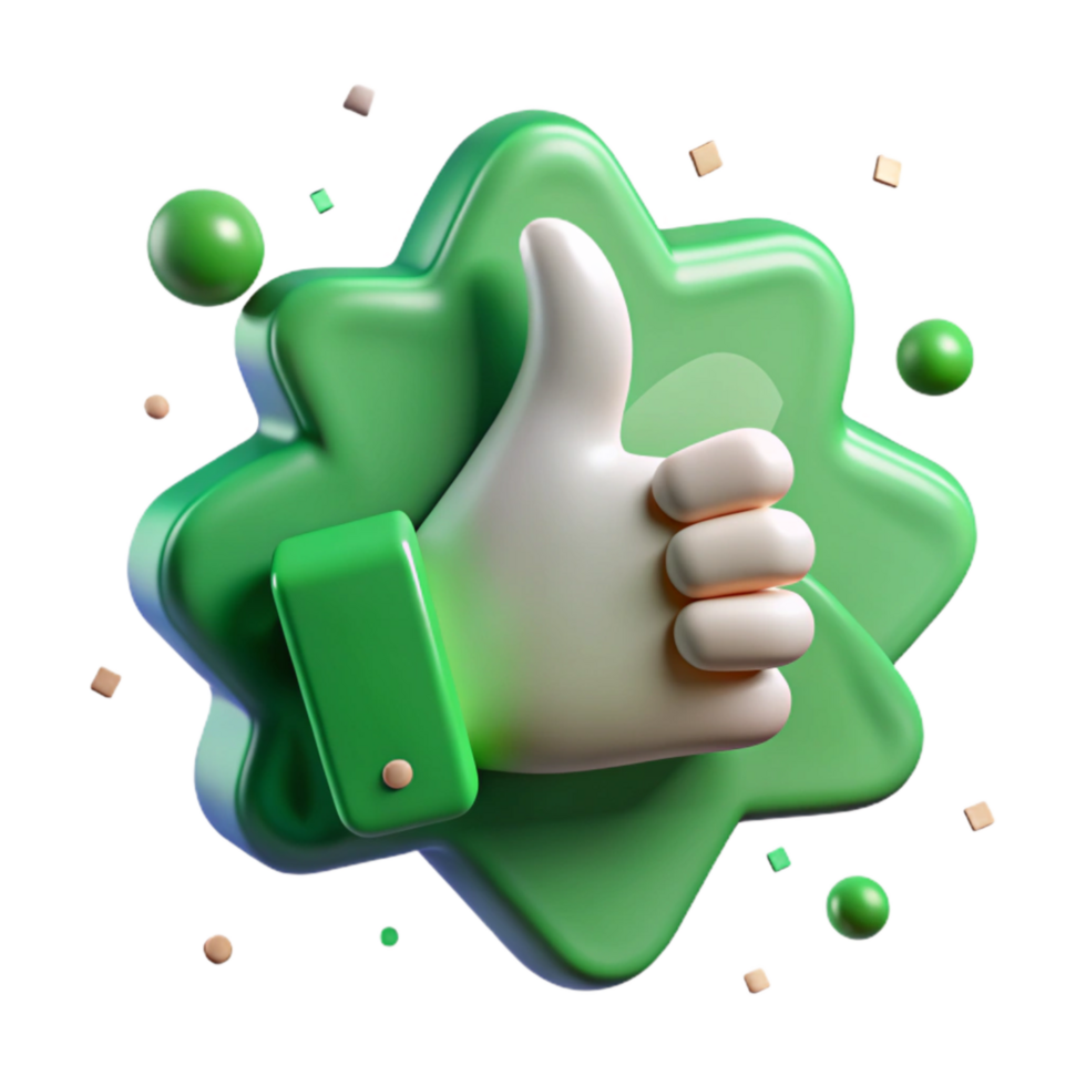 elegant vintage Green Thumb Up Icon Transparent Background with White Outline exclusive png