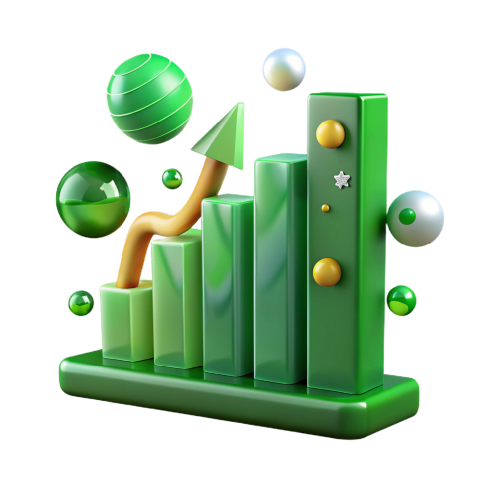 vibrant vintage Green Energy Chart Upward Trend Transparent Background with Grid original png