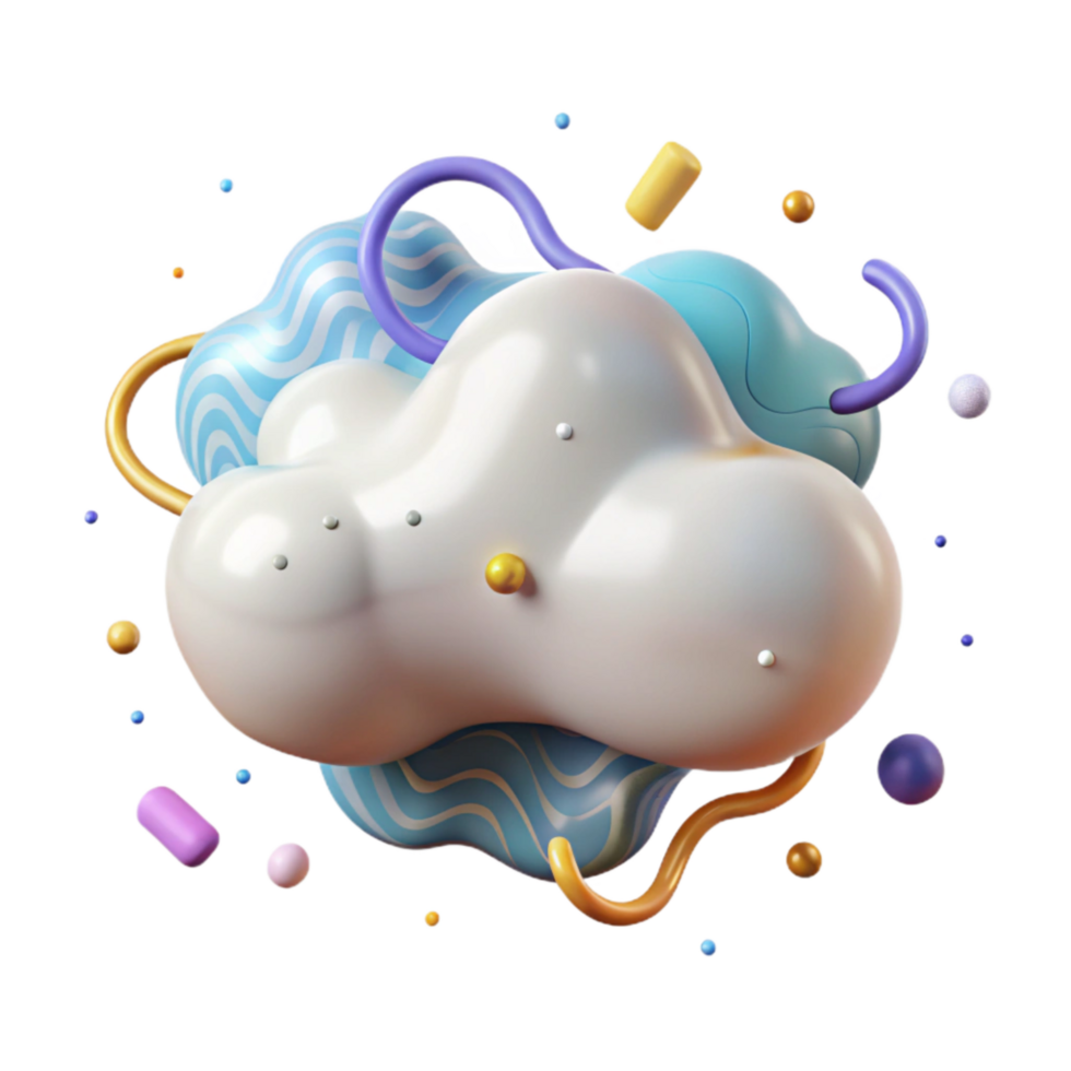 vibrant abstract Isolated Cloud Element Cutout with Clean Lines premium png