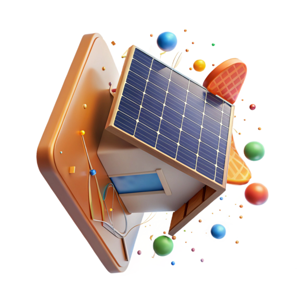 beautiful rustic Solar Panel Installation on Rooftop Isolated 4K png