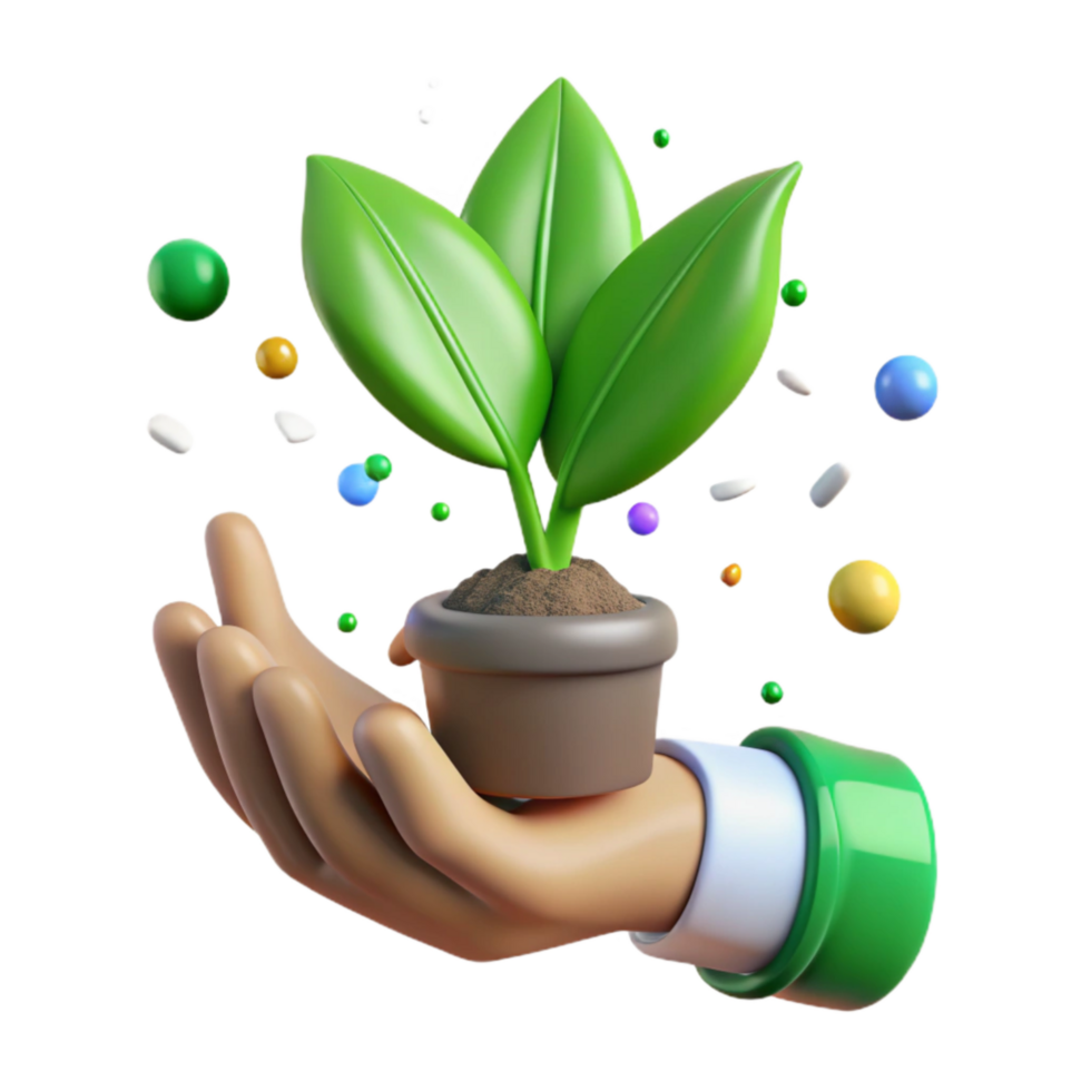 magnificent vintage Green Thumb Holding Plant Isolated Cutout premium png