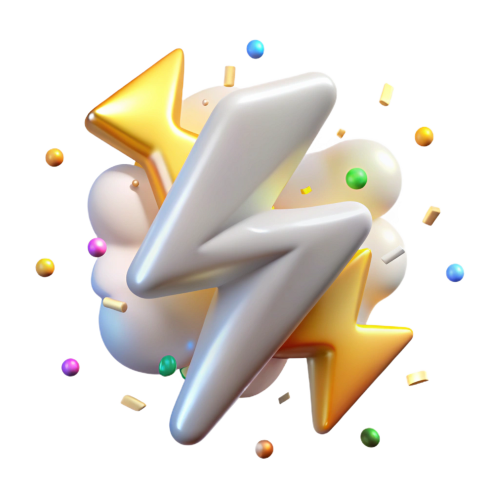 stunning modern Lightning Bolt Bright White Transparent Background Cutout png
