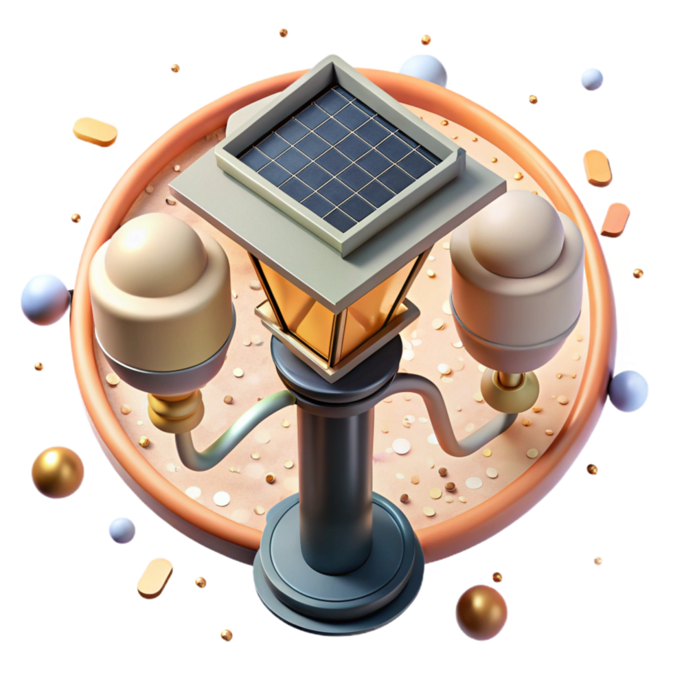 beautiful abstract Solar Powered Street Lamp Top View Isolated premium png