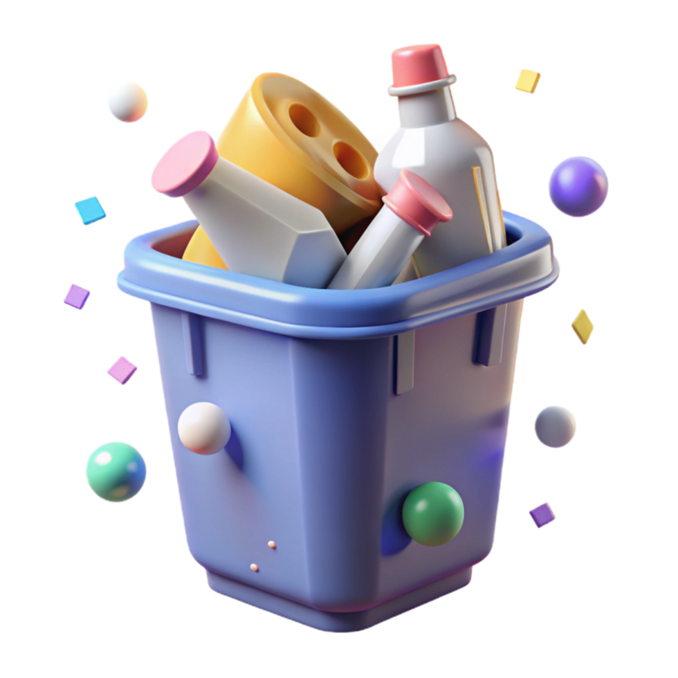 stunning artistic Recycling Bin Filled with Plastic Bottles Transparent Background high resolution png