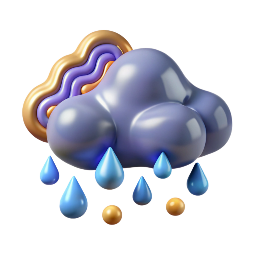 serene creative Rain Cloud Pouring Water Cutout exclusive png