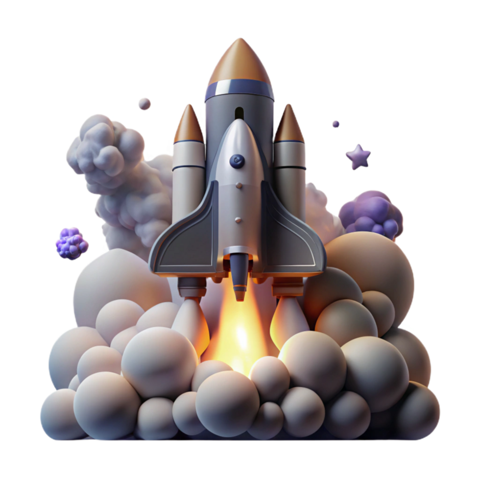 beautiful abstract Space Shuttle Launch Cutout with Smoke Plume Isolated exclusive png