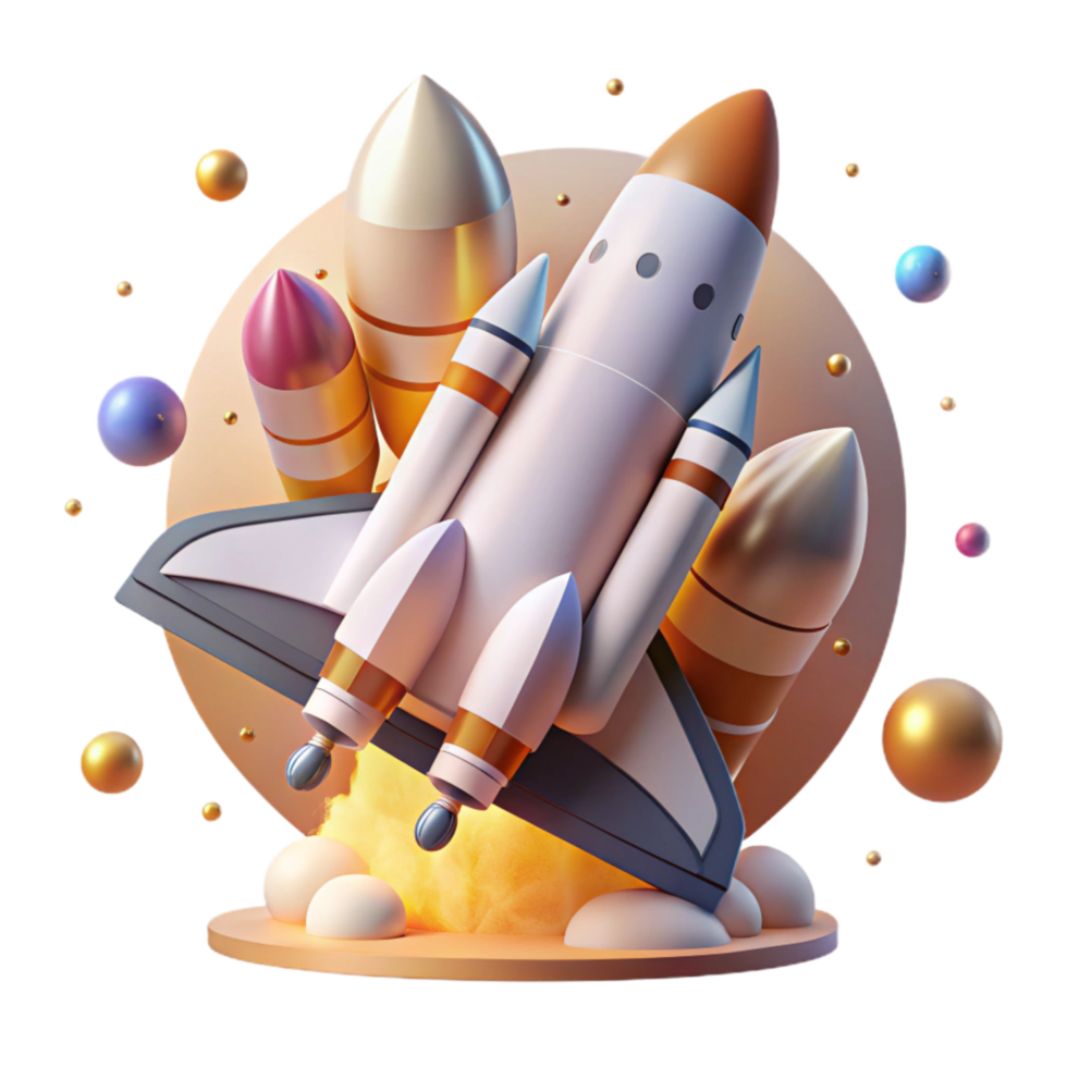 beautiful abstract Space Shuttle Launch Side View Isolated exclusive png